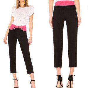 rag & bone Black Jeans with Pink Waistband